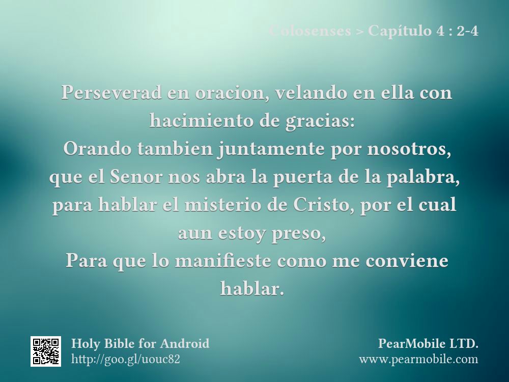Colosenses, Capítulo 4:2-4